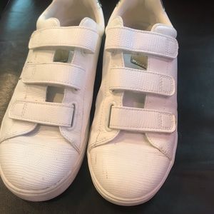 H&M triple Velcro white faux croc sneakers